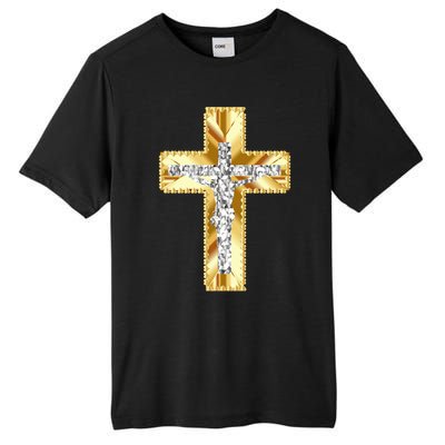 Jesus Christ Jesus Diamond Gold Cross Jesus Tall Fusion ChromaSoft Performance T-Shirt