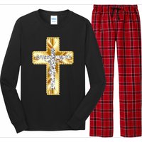 Jesus Christ Jesus Diamond Gold Cross Jesus Long Sleeve Pajama Set