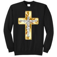 Jesus Christ Jesus Diamond Gold Cross Jesus Tall Sweatshirt