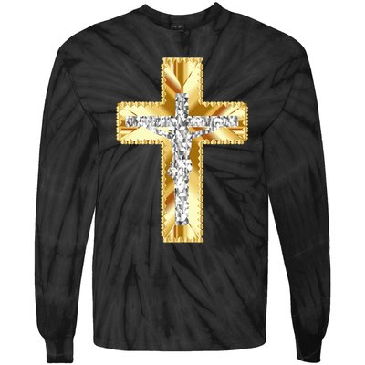 Jesus Christ Jesus Diamond Gold Cross Jesus Tie-Dye Long Sleeve Shirt