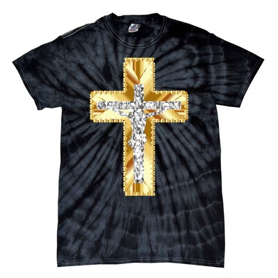 Jesus Christ Jesus Diamond Gold Cross Jesus Tie-Dye T-Shirt