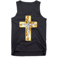 Jesus Christ Jesus Diamond Gold Cross Jesus Tank Top