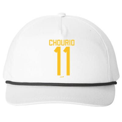 Jackson Chourio Jersey Front Back 11 Snapback Five-Panel Rope Hat