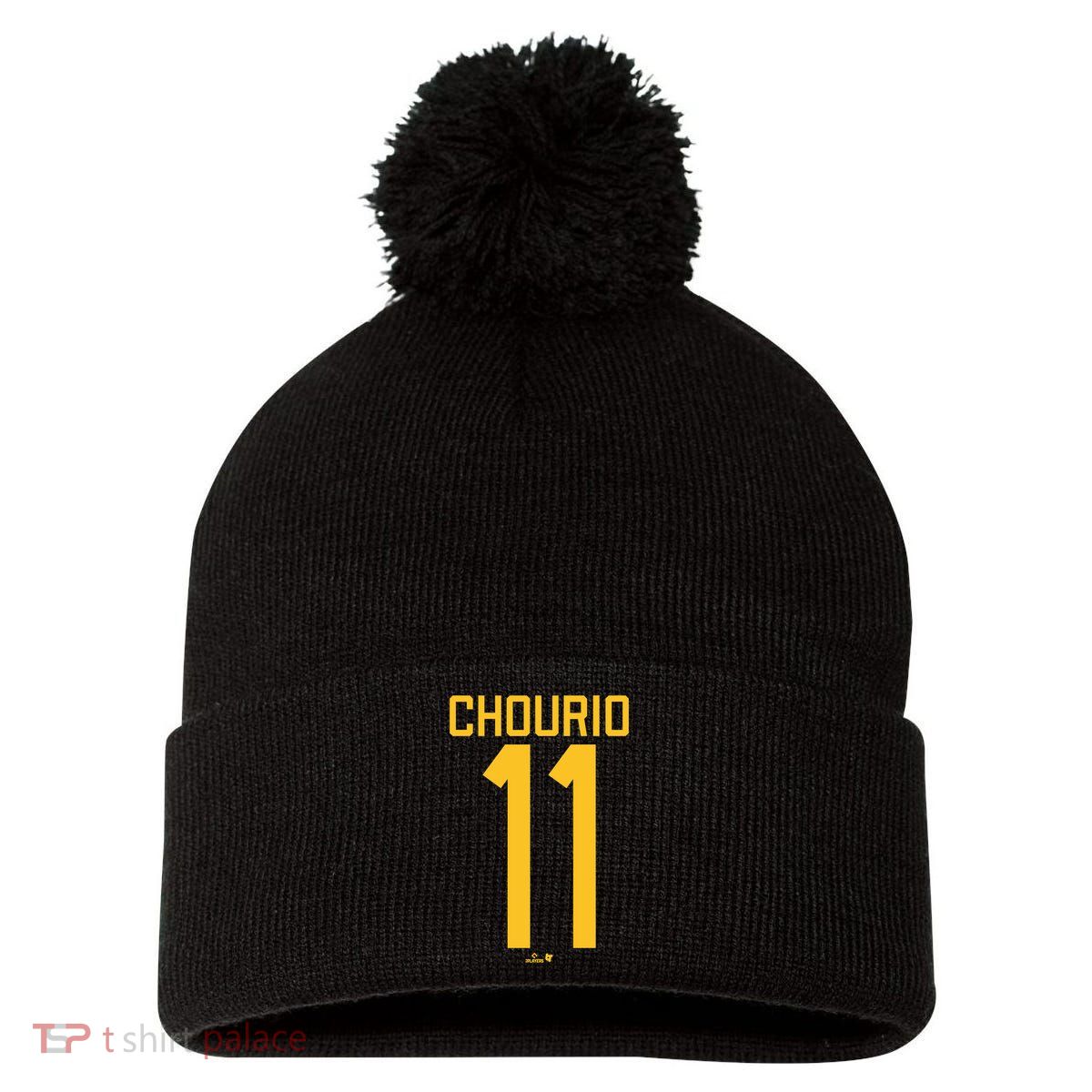 Jackson Chourio Jersey Front Back 11 Pom Pom 12in Knit Beanie