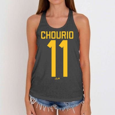 Jackson Chourio Jersey Front Back 11 Women's Knotted Racerback Tank