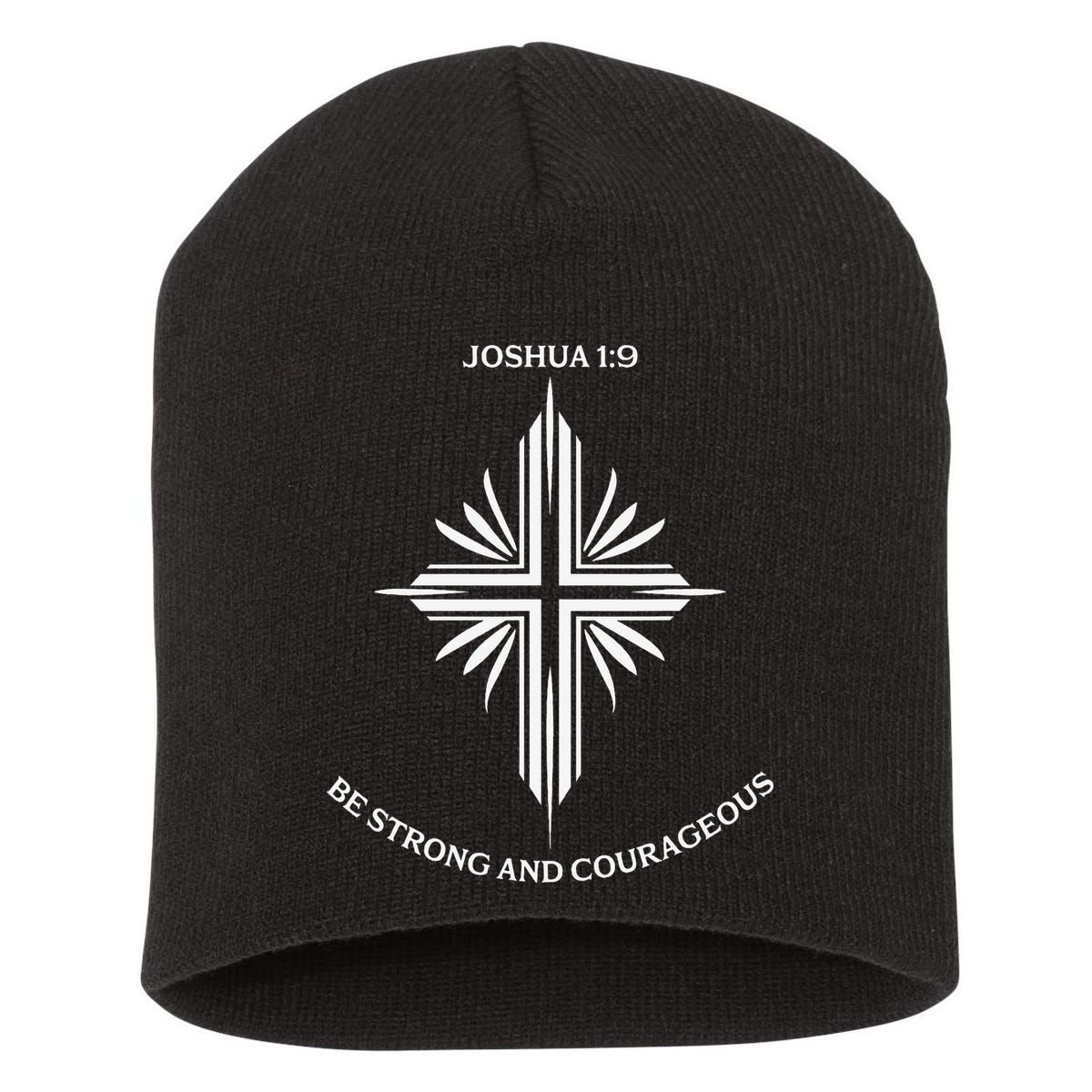 Jesus Cross Joshua 19 Inspirational Design Short Acrylic Beanie