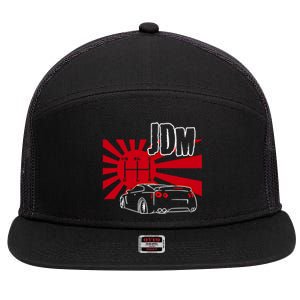 Jdm Car Japanese Street Racing Drifting Gift 7 Panel Mesh Trucker Snapback Hat