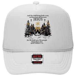 Jesus Christmas High Crown Mesh Back Trucker Hat