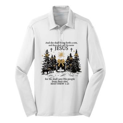 Jesus Christmas Silk Touch Performance Long Sleeve Polo