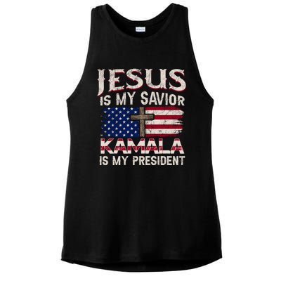 Jesus Christ Kamala Harris 2024 For President Christian Ladies PosiCharge Tri-Blend Wicking Tank