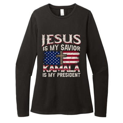 Jesus Christ Kamala Harris 2024 For President Christian Womens CVC Long Sleeve Shirt