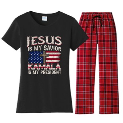 Jesus Christ Kamala Harris 2024 For President Christian Women's Flannel Pajama Set