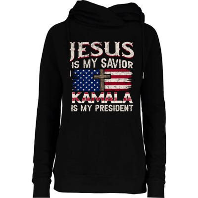 Jesus Christ Kamala Harris 2024 For President Christian Womens Funnel Neck Pullover Hood