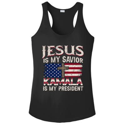 Jesus Christ Kamala Harris 2024 For President Christian Ladies PosiCharge Competitor Racerback Tank