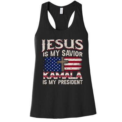 Jesus Christ Kamala Harris 2024 For President Christian Women's Racerback Tank