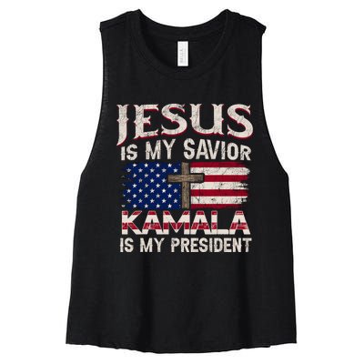 Jesus Christ Kamala Harris 2024 For President Christian Women's Racerback Cropped Tank