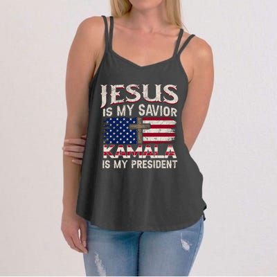 Jesus Christ Kamala Harris 2024 For President Christian Women's Strappy Tank