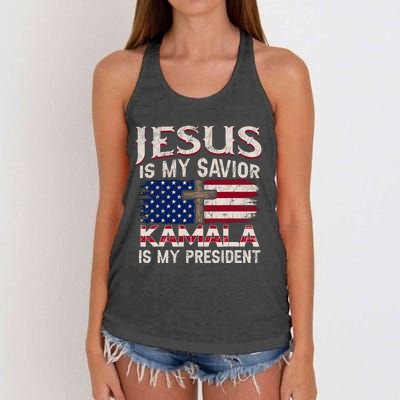 Jesus Christ Kamala Harris 2024 For President Christian Women's Knotted Racerback Tank