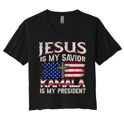 Jesus Christ Kamala Harris 2024 For President Christian Women's Crop Top Tee