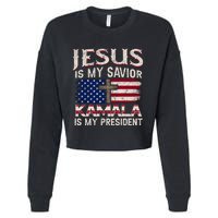 Jesus Christ Kamala Harris 2024 For President Christian Cropped Pullover Crew