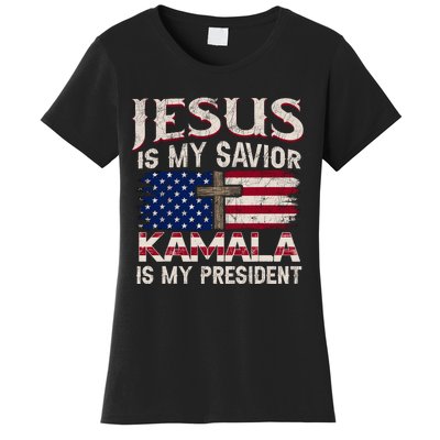 Jesus Christ Kamala Harris 2024 For President Christian Women's T-Shirt