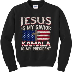 Jesus Christ Kamala Harris 2024 For President Christian Kids Sweatshirt