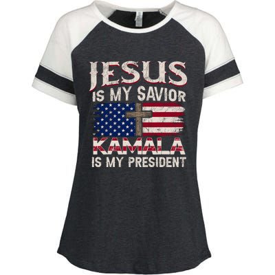 Jesus Christ Kamala Harris 2024 For President Christian Enza Ladies Jersey Colorblock Tee