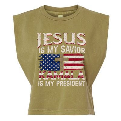 Jesus Christ Kamala Harris 2024 For President Christian Garment-Dyed Women's Muscle Tee