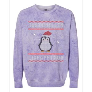 Just Chillin Like A Penguin Ugly Christmas Sweater Colorblast Crewneck Sweatshirt