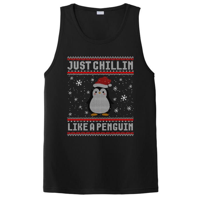 Just Chillin Like A Penguin Ugly Christmas Sweater PosiCharge Competitor Tank