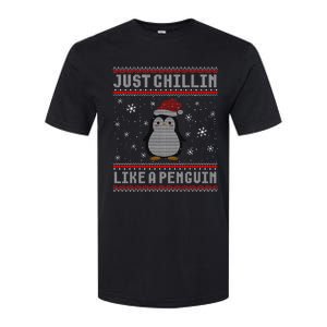 Just Chillin Like A Penguin Ugly Christmas Sweater Softstyle CVC T-Shirt