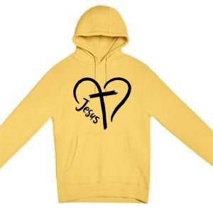 Jesus Cross Love Heart Christianity Premium Pullover Hoodie