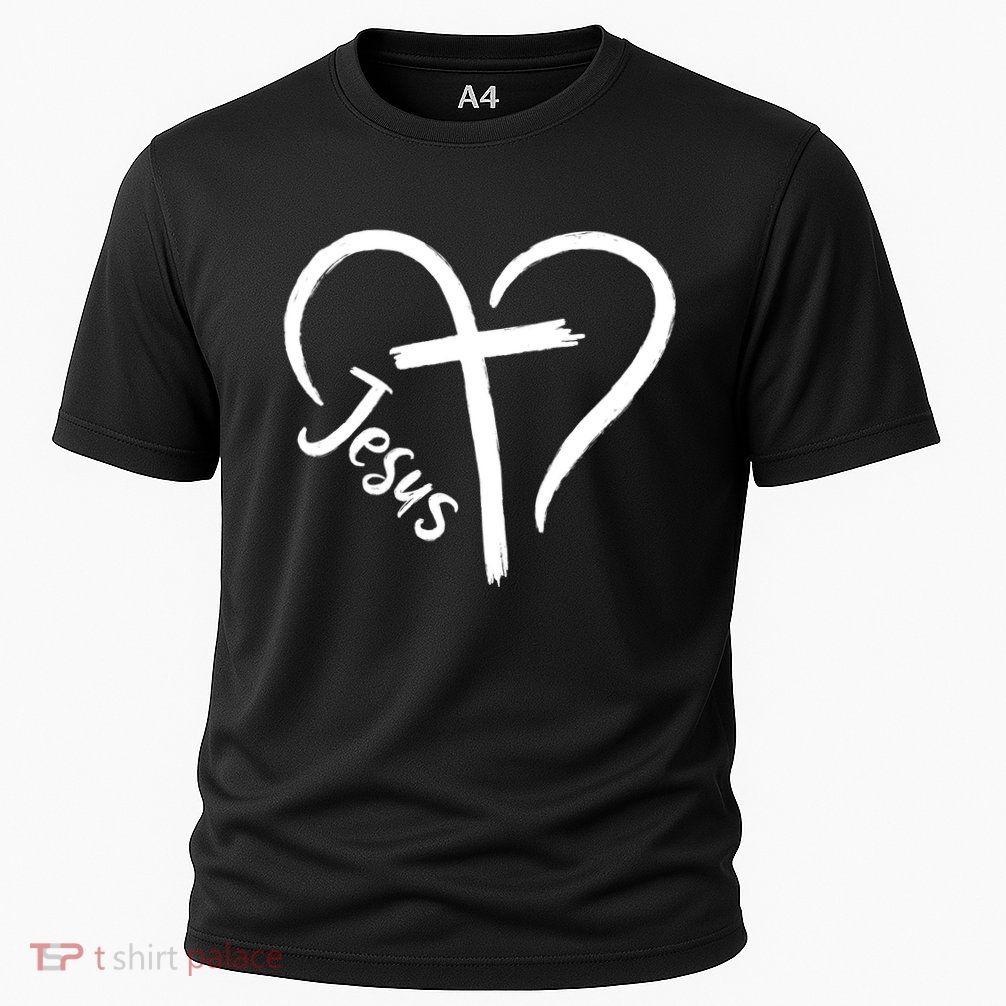 Jesus Cross Love Heart Christianity Cooling Performance Crew T-Shirt