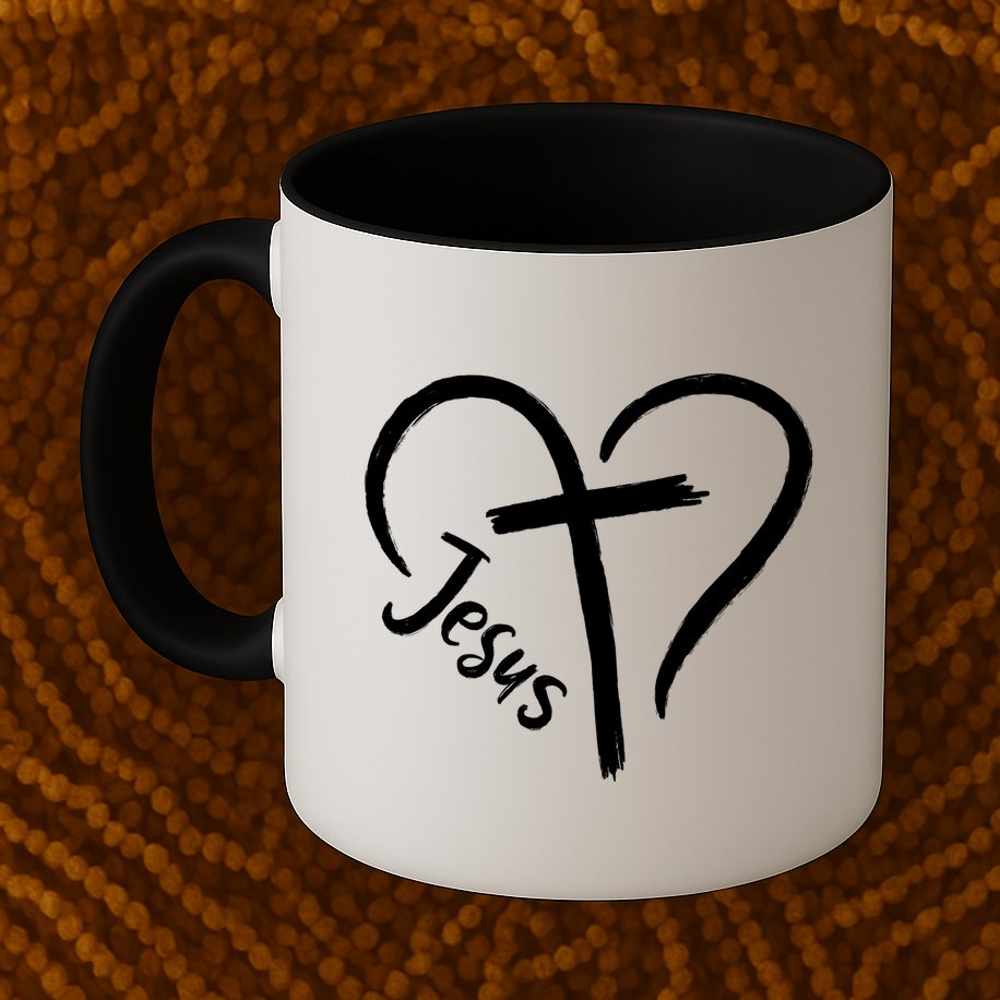 Jesus Cross Love Heart Christianity Mug