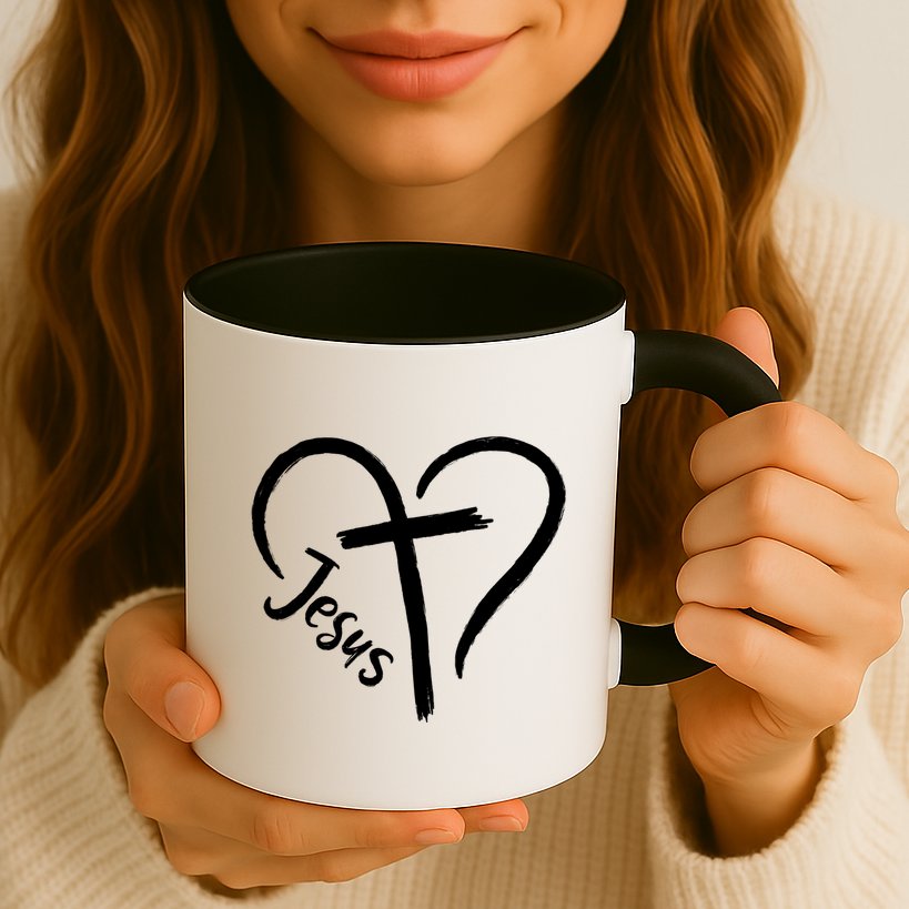 Jesus Cross Love Heart Christianity Mug