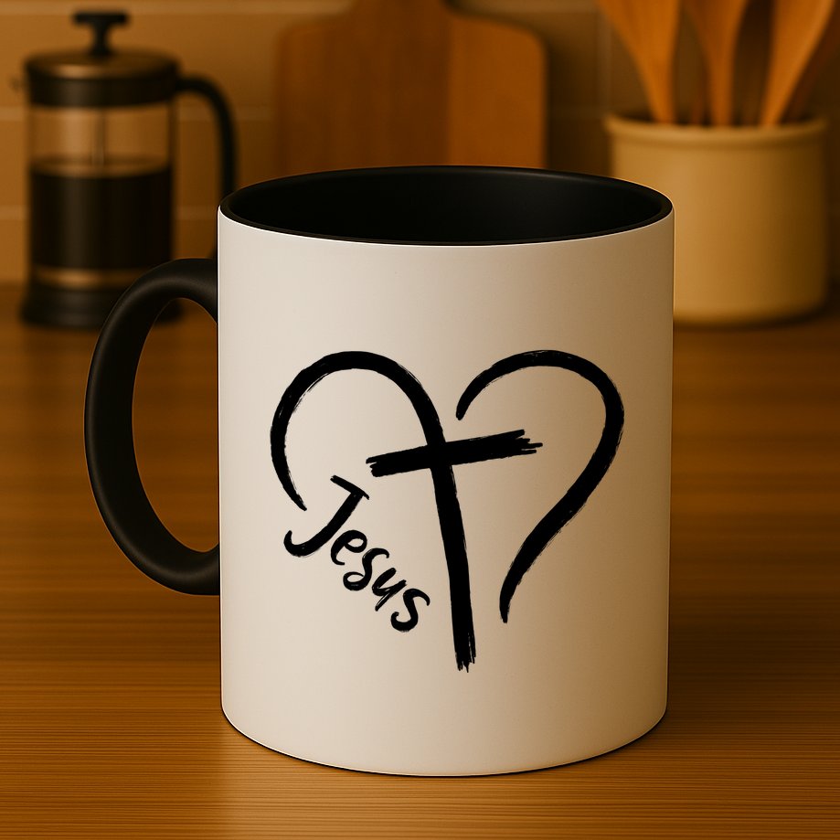 Jesus Cross Love Heart Christianity Mug