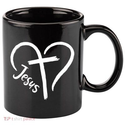 Jesus Cross Love Heart Christianity 11oz C Handle Ceramic Mug