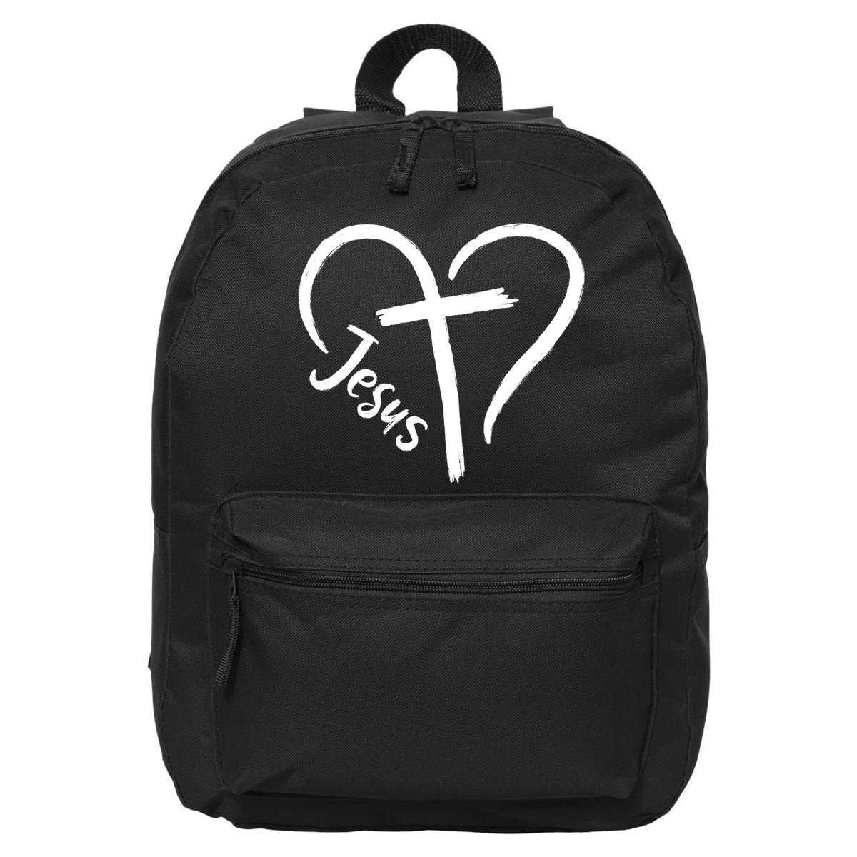 Jesus Cross Love Heart Christianity 16 in Basic Backpack