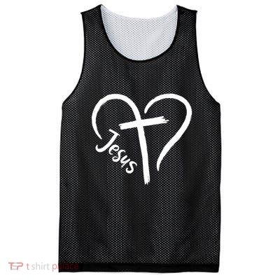 Jesus Cross Love Heart Christianity Mesh Reversible Basketball Jersey Tank