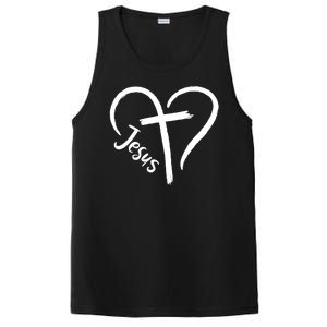 Jesus Cross Love Heart Christianity PosiCharge Competitor Tank