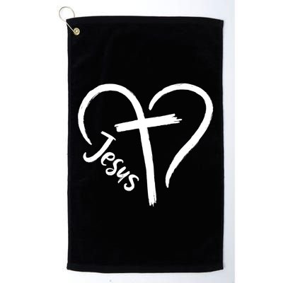 Jesus Cross Love Heart Christianity Golf Towel
