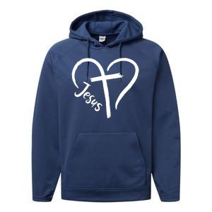 Jesus Cross Love Heart Christianity Performance Fleece Hoodie