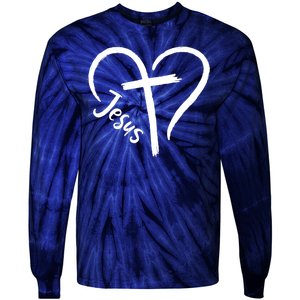 Jesus Cross Love Heart Christianity Tie-Dye Long Sleeve Shirt