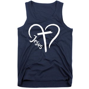 Jesus Cross Love Heart Christianity Tank Top