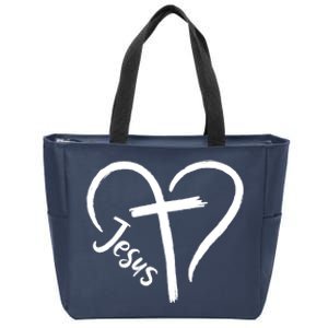 Jesus Cross Love Heart Christianity Zip Tote Bag