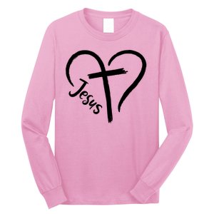 Jesus Cross Love Heart Christianity Long Sleeve Shirt