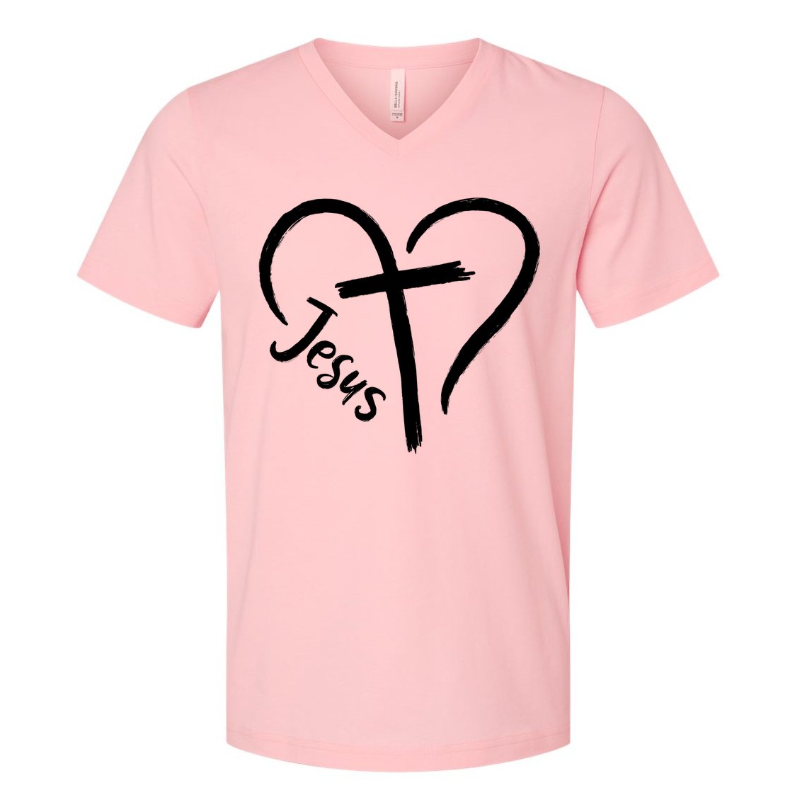 Jesus Cross Love Heart Christianity V-Neck T-Shirt