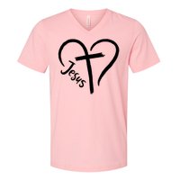 Jesus Cross Love Heart Christianity V-Neck T-Shirt