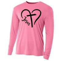 Jesus Cross Love Heart Christianity Cooling Performance Long Sleeve Crew