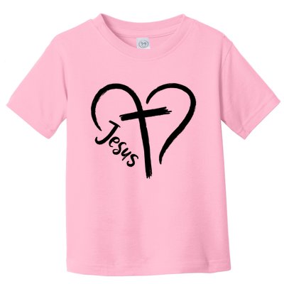 Jesus Cross Love Heart Christianity Toddler T-Shirt